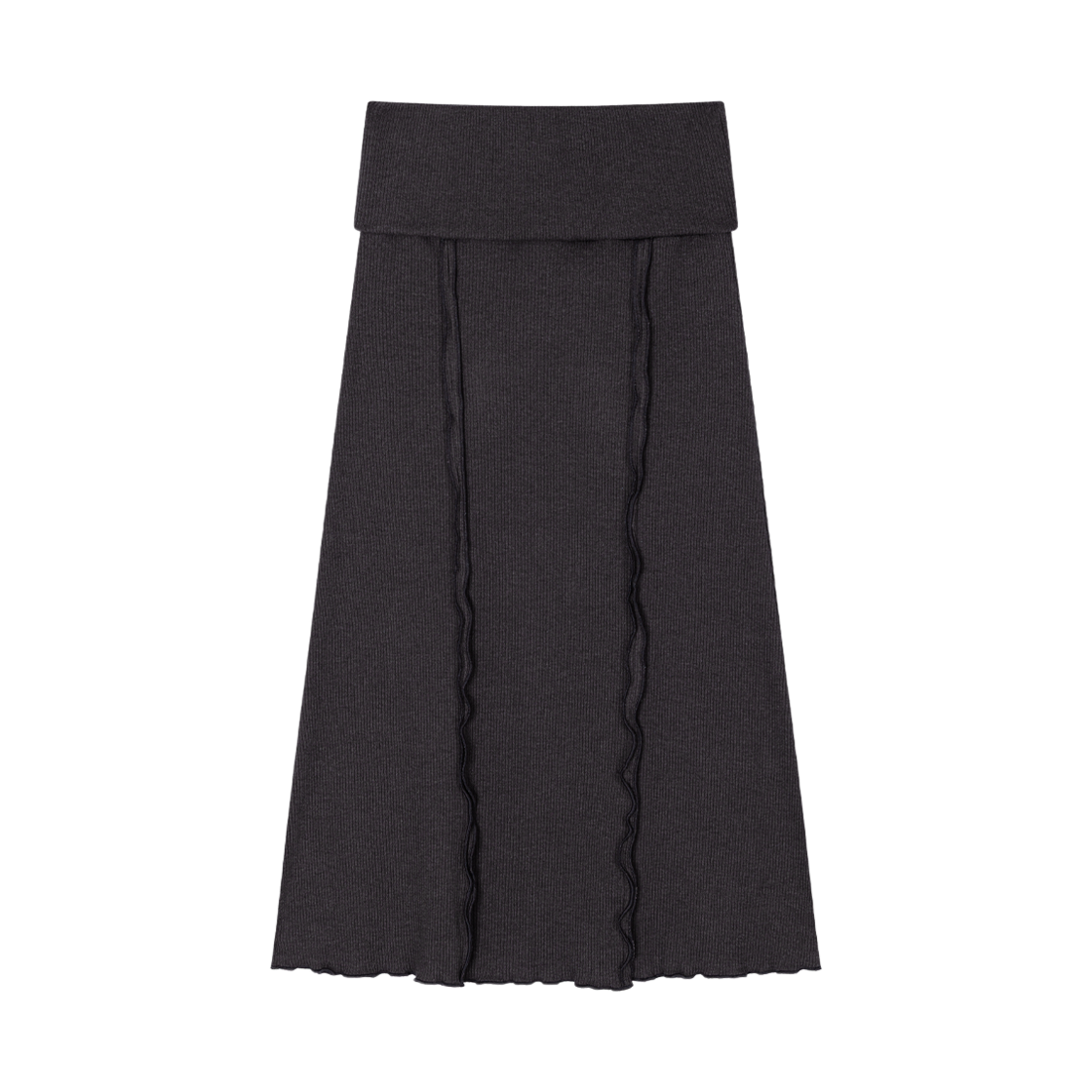 어글리쉐도우 리브드 롱 스커트(차콜)(Uglyshadow Ribbed Long Skirt(Charcoal)) - 2