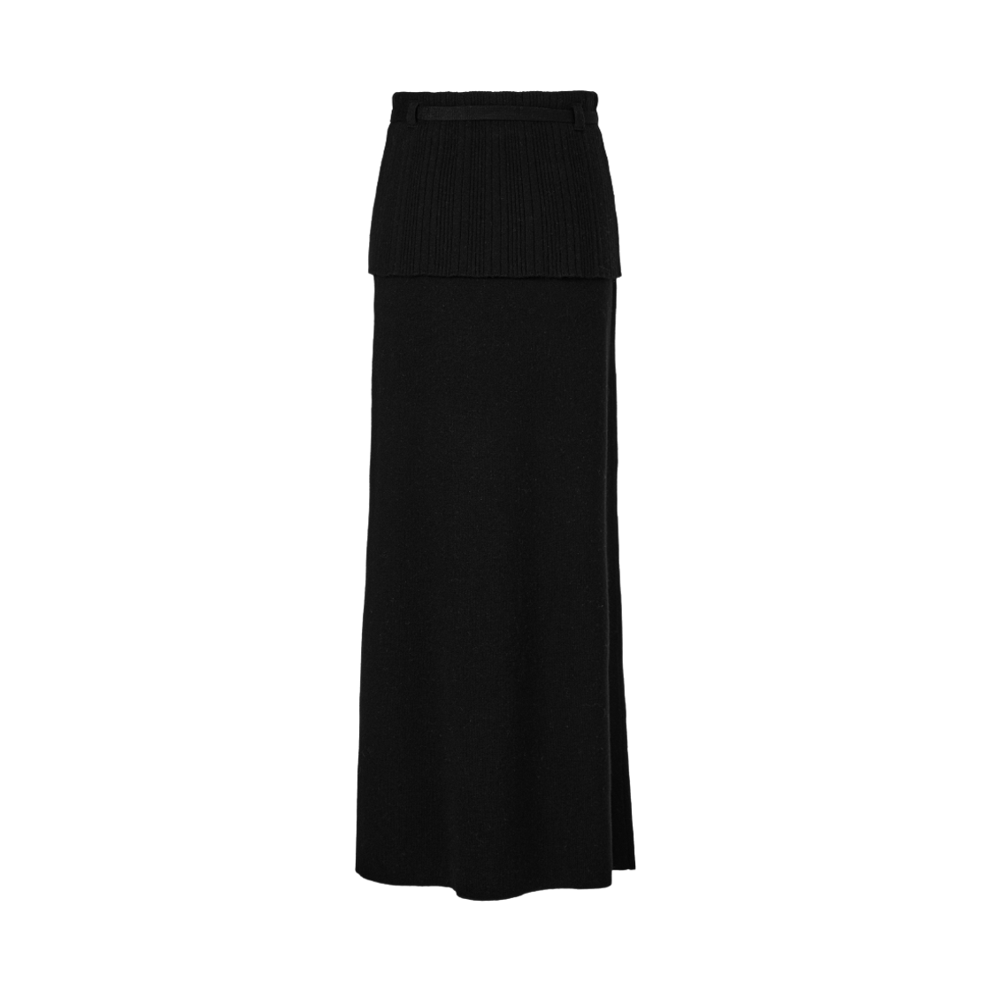 쿠메 폴드오버 캐시미어 니트  스커트 블랙(KUME Cashmere Blend Fold-Over Knit Skirt Black) - 3