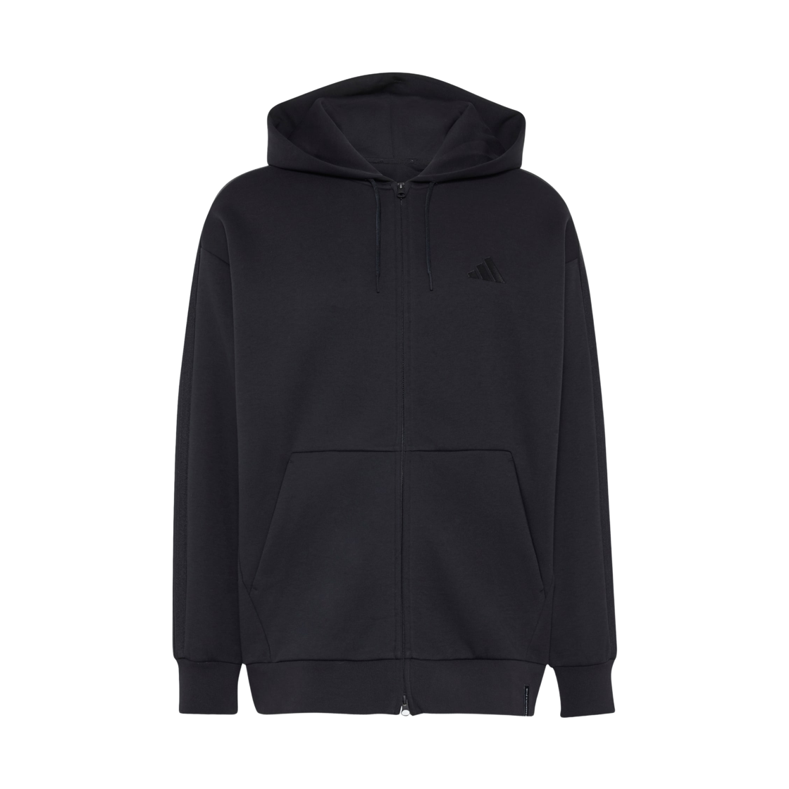 KV8358 Adidas Sportswear Essentials Plus Loose Fit 3-Stripes Contemporary Spacer Knit Full Zipper Hoodie Black - KR Sizing