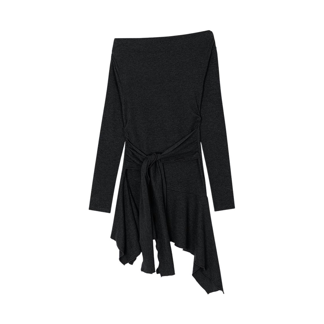 어글리쉐도우 루시드 보트 롱 티(차콜)(Uglyshadow Ruched Boat Long Tee(Charcoal))