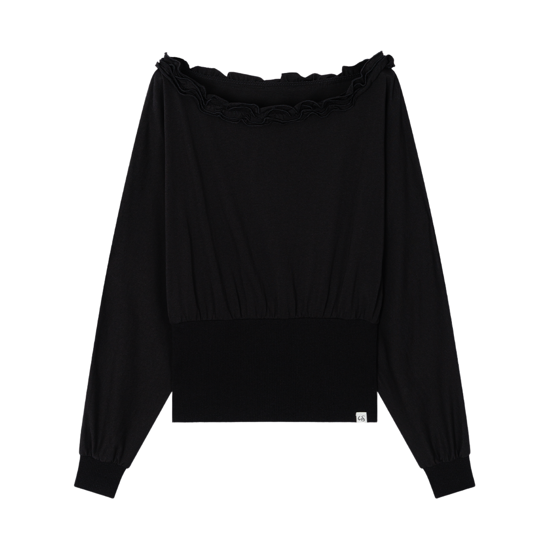 어글리쉐도우 오프숄더 러플 탑(블랙)(Uglyshadow Off-Shoulder Ruffle Top(Black))