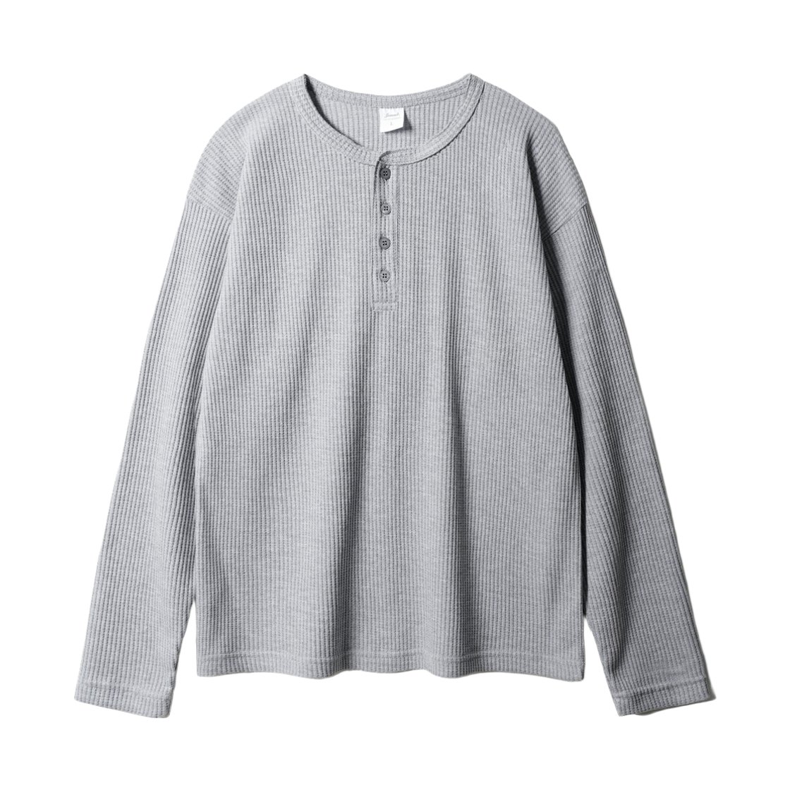 SJLT2690_gray_291 JEMUT Texture Henry Neck Long Sleeve Gray SJLT2690