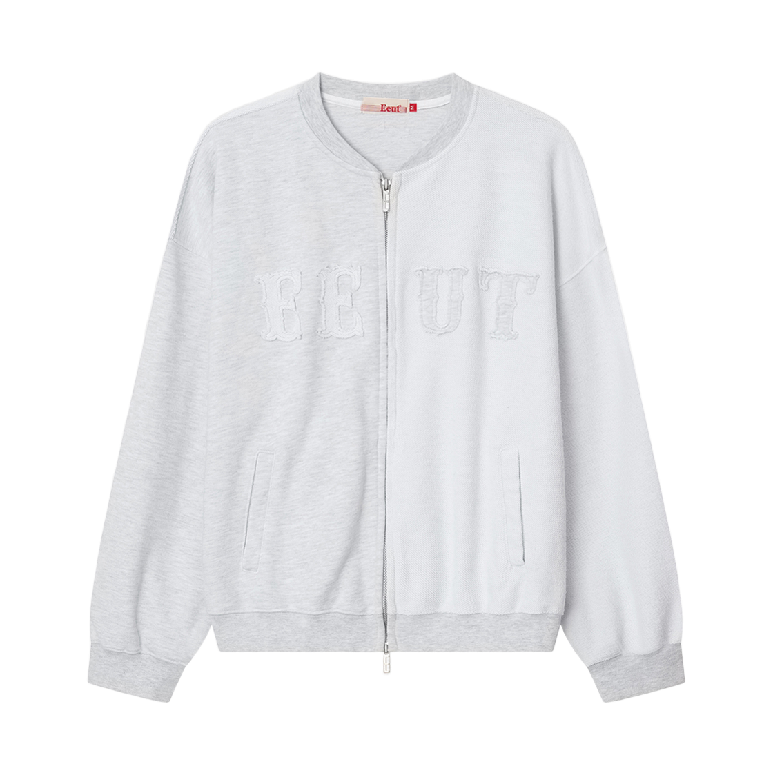 EEA1SW07MW EEUT Applique Sweat Zip Up Melange White