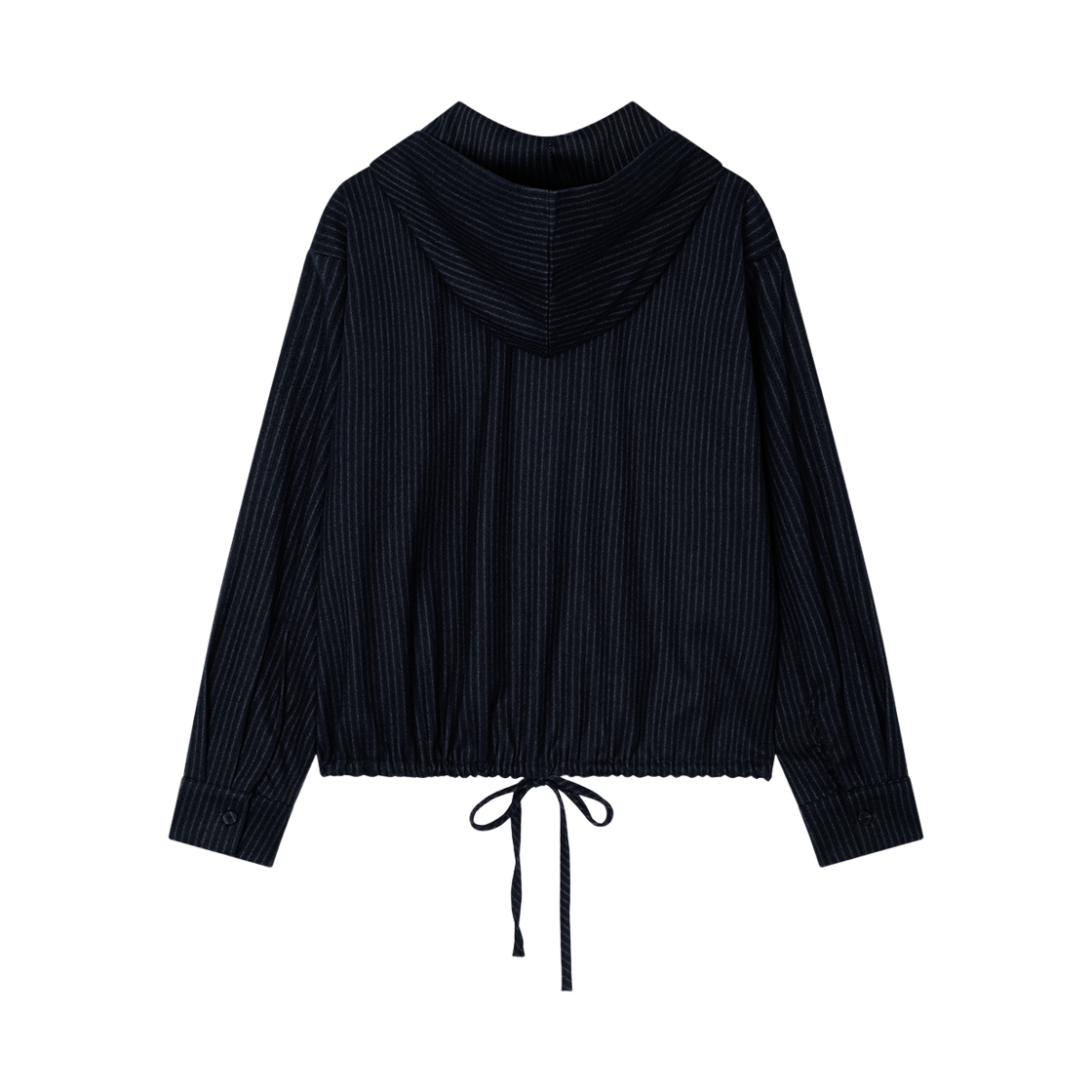 어글리쉐도우 스트라이프 러플 후디드 셔츠(네이비)(Uglyshadow Stripe Ruffle Hooded Shirt(Navy)) - 2