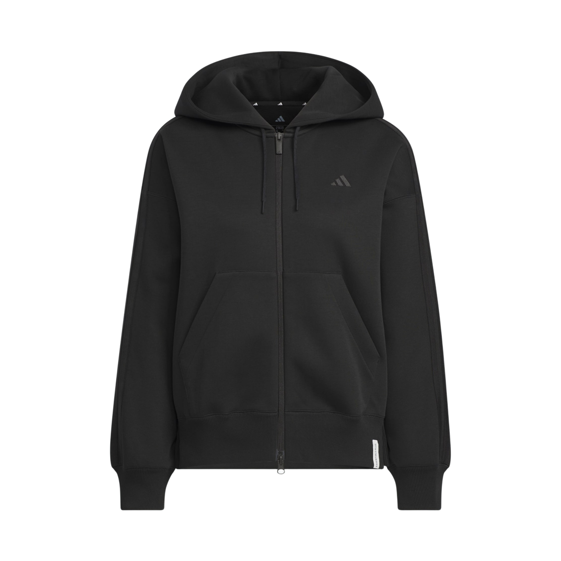 KF8275 (W) Adidas Sportswear Essentials Plus 3-Stripes Spacer Knit Loose Fit Full-Zip Hoodie Black - KR Sizing