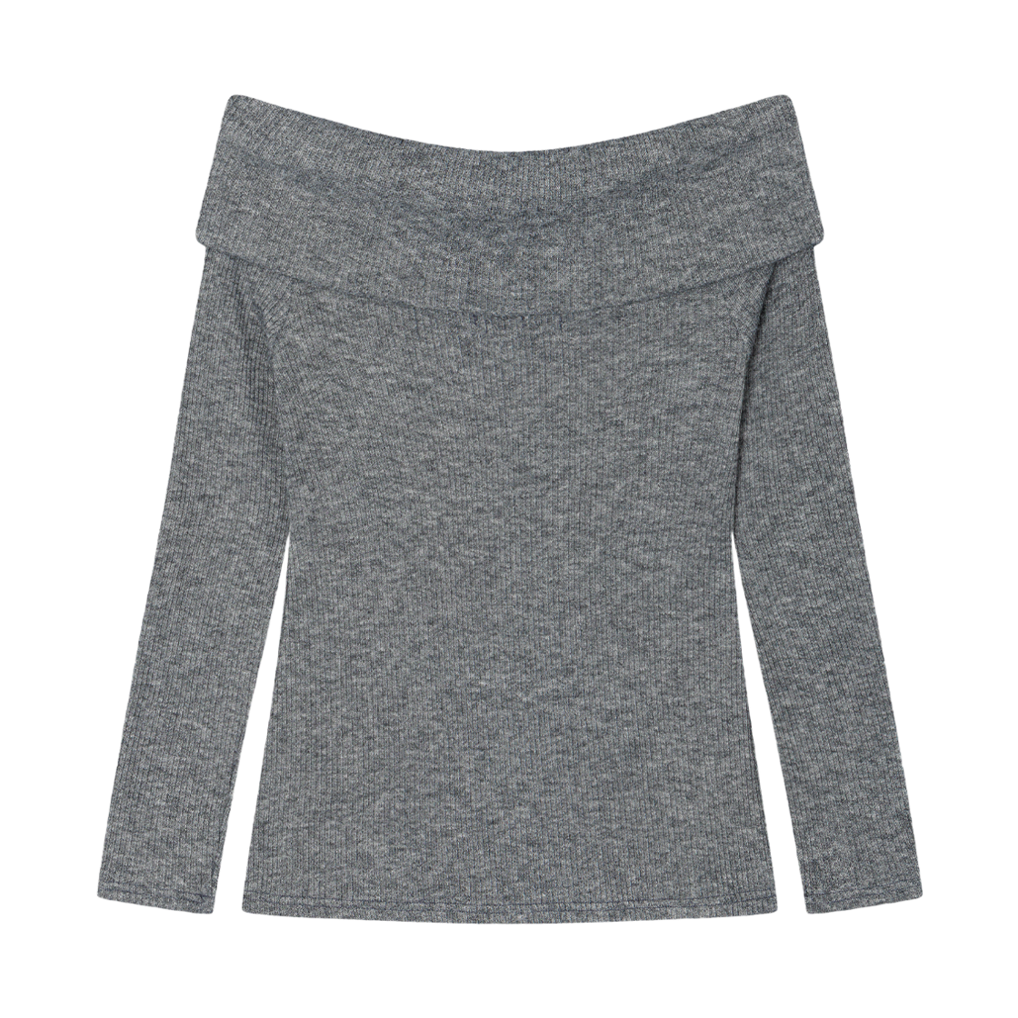 어글리쉐도우 버튼 오프숄더 니트(그레이)(Uglyshadow Button Off-Shoulder Knit(Grey)) - 2