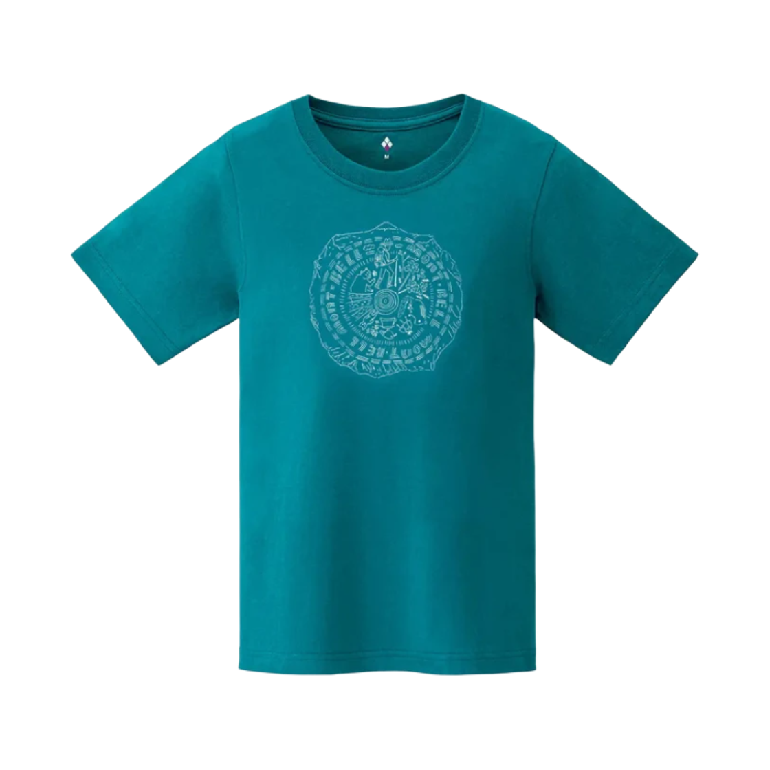 2104833 (W) Montbell Pear Skin Cotton Tree Rings T-Shirt Turquoise