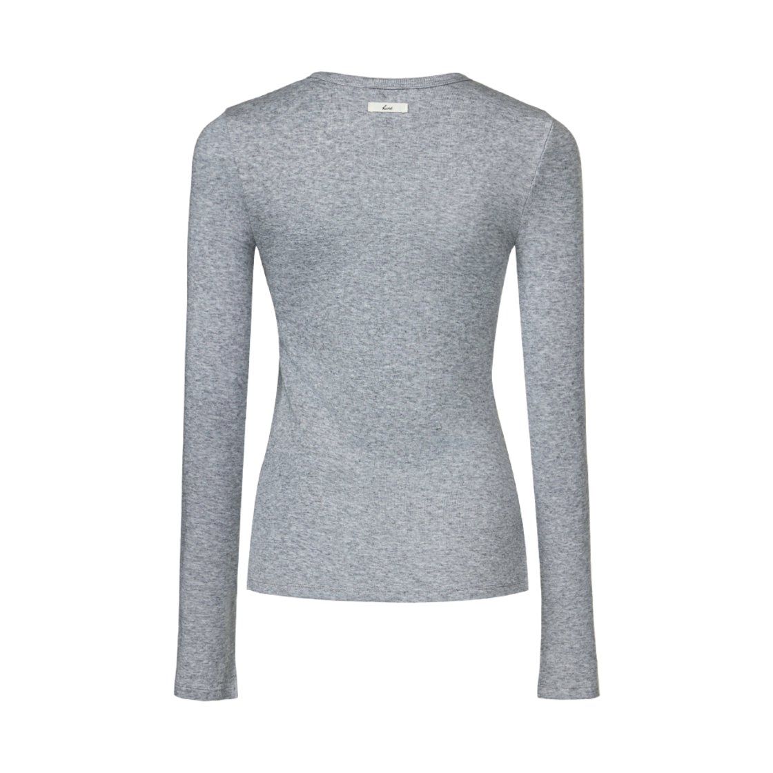 쿠메 울 텐셀 헨리넥 티셔츠 그레이(KUME Henley Neck Side Slit Top Melange Gray) - 3