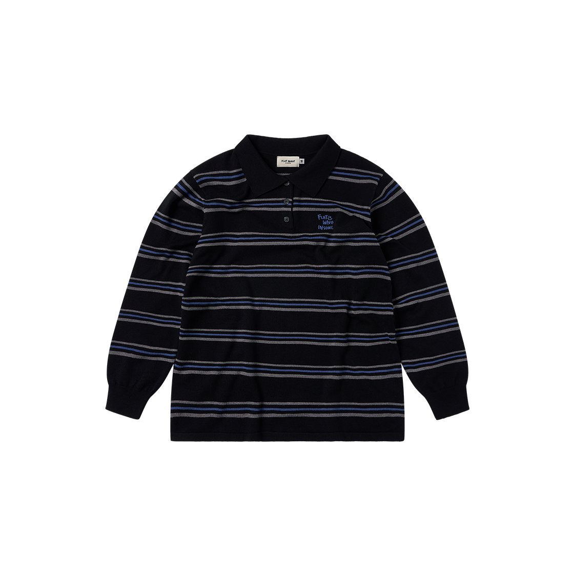 플랫웨이브 인 서울 오션 스트라이프 피케 니트 블랙(Flatwave in Seoul Oshen Stripe Pique Knit Black) - 1