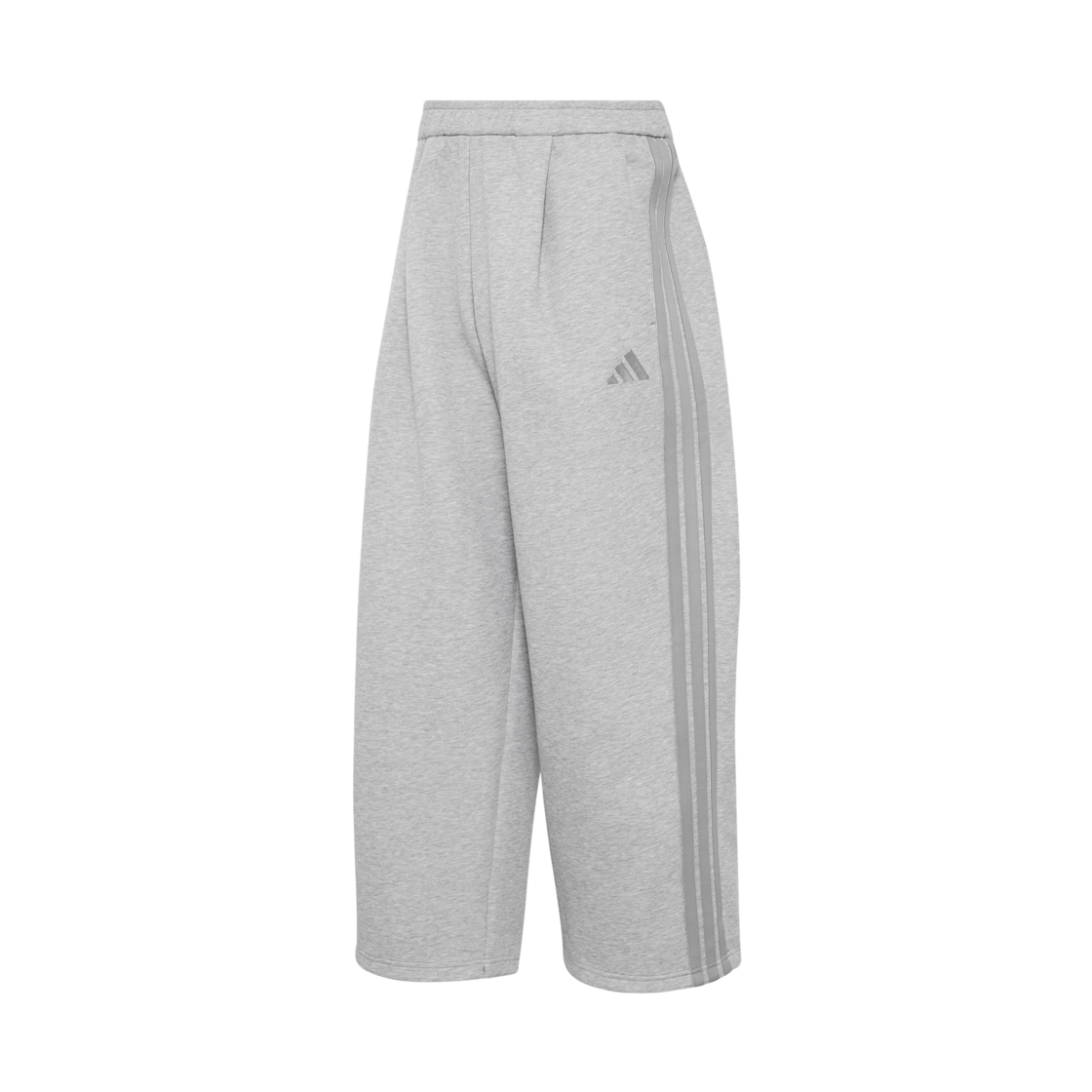 KV5885 Adidas Essentials Plus Loose Fit 3-Stripe Contemporary Spacer Knit Full Length Open Hem Pants Medium Grey Heather - KR Sizing