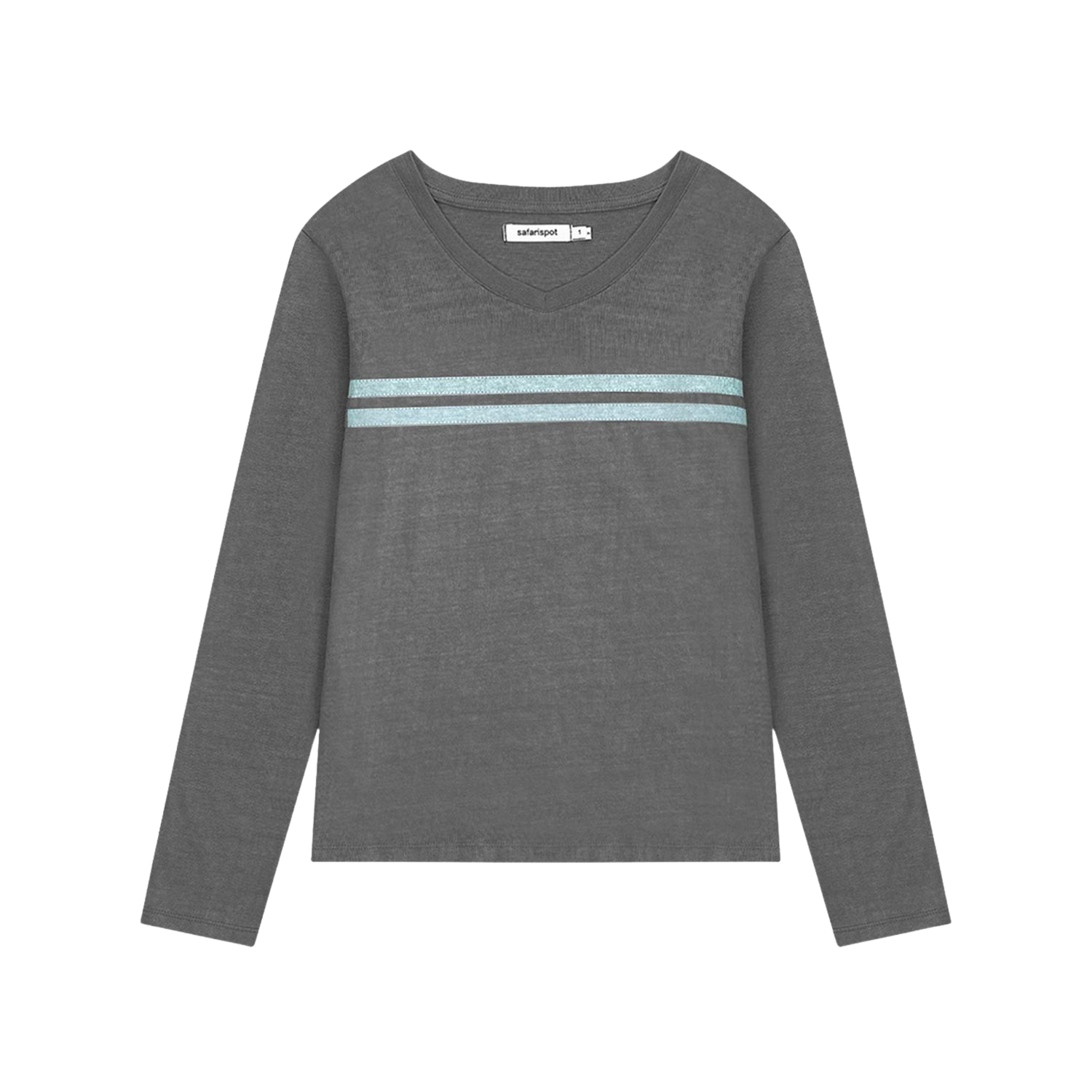 SCFHS17WLS089CHA Safarispot 1/2 Pigment Liner V-Neck Tee Charcoal
