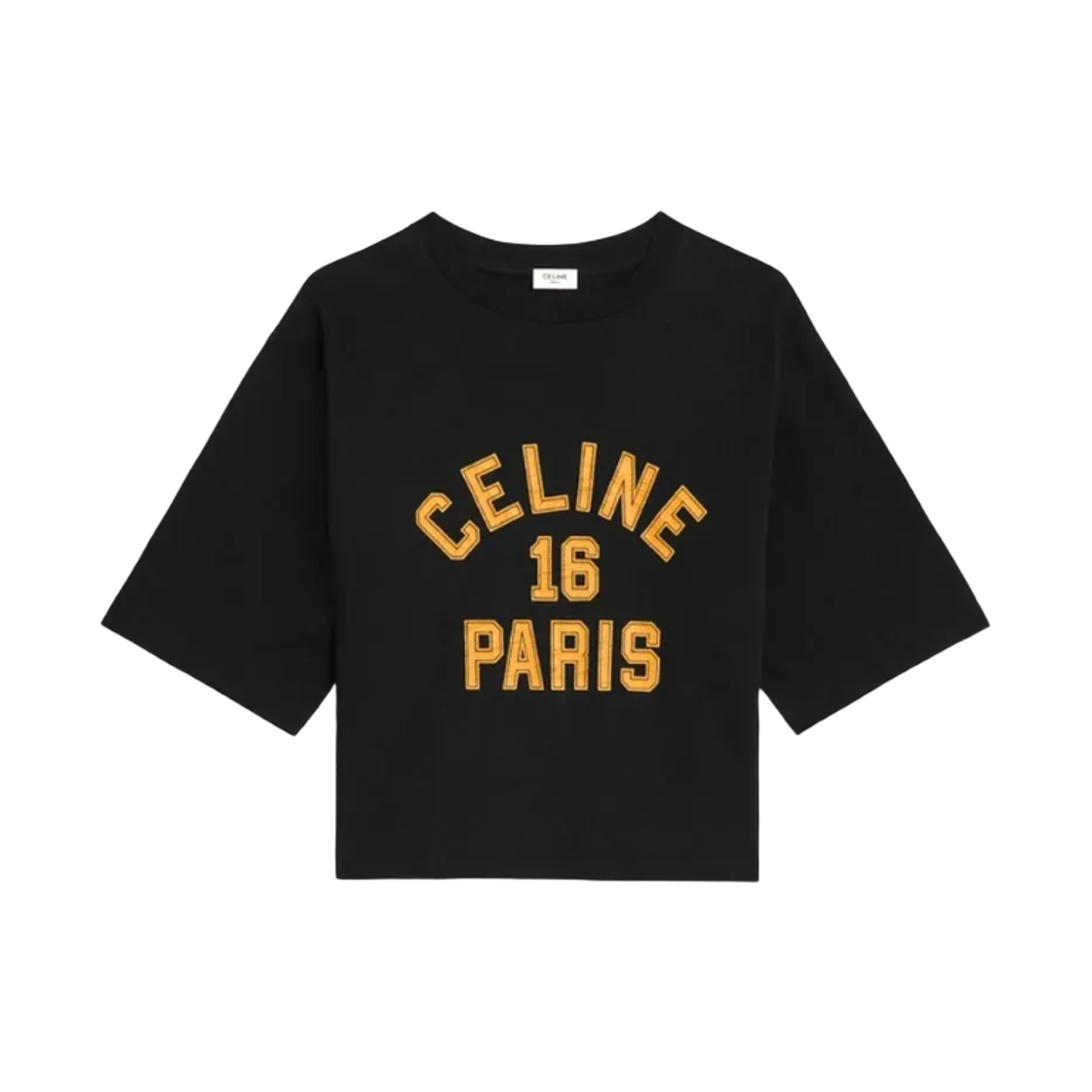 2X12OA054-38XB (W) Celine Loose 16 T-Shirt in Cotton Jersey Black Mustard