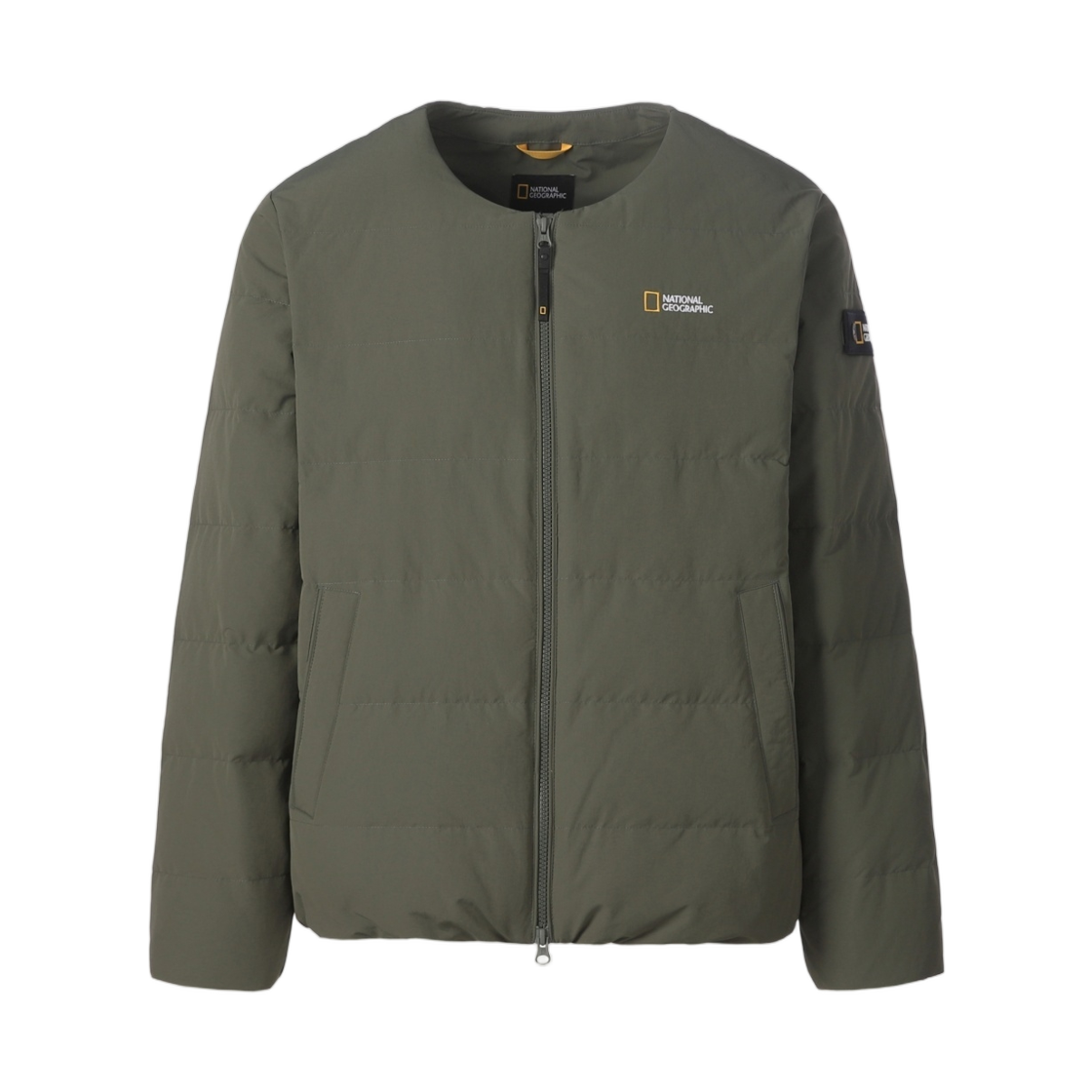 N264UDW920 National Geographic Heron U-Neck Lightweight Goose Down Jumper Olive Green