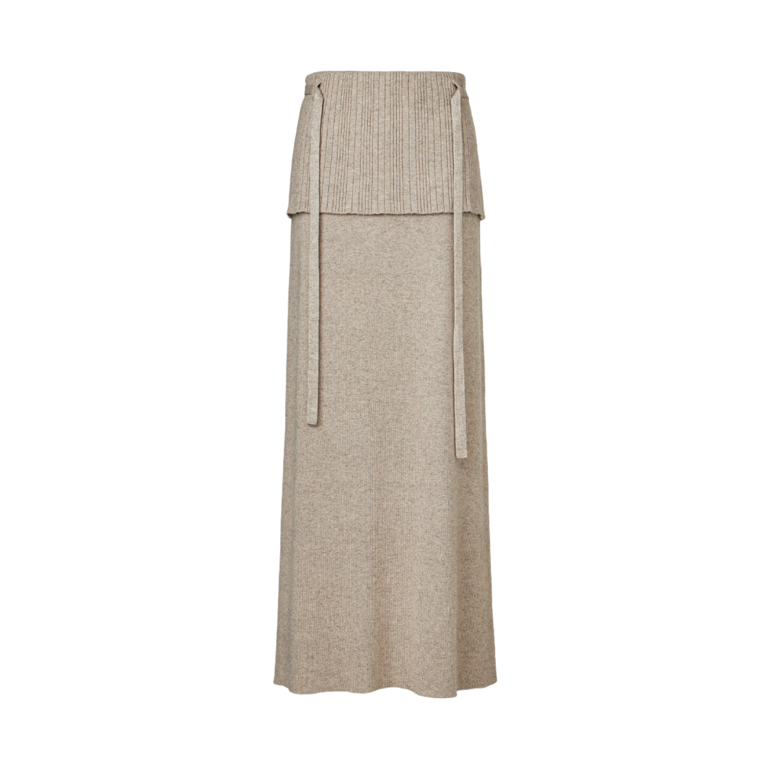쿠메 폴드오버 캐시미어 니트 스커트 베이지(KUME Cashmere Blend Fold-Over Knit Skirt Beige)