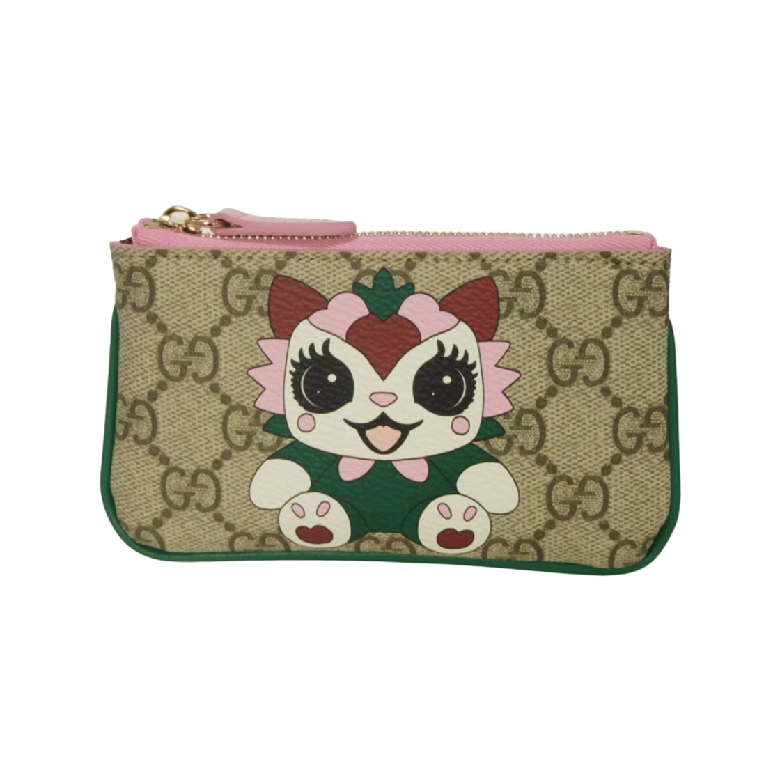 855376-FAFIO-9772 Gucci Besties Zip Key Case Beige Dark Brown