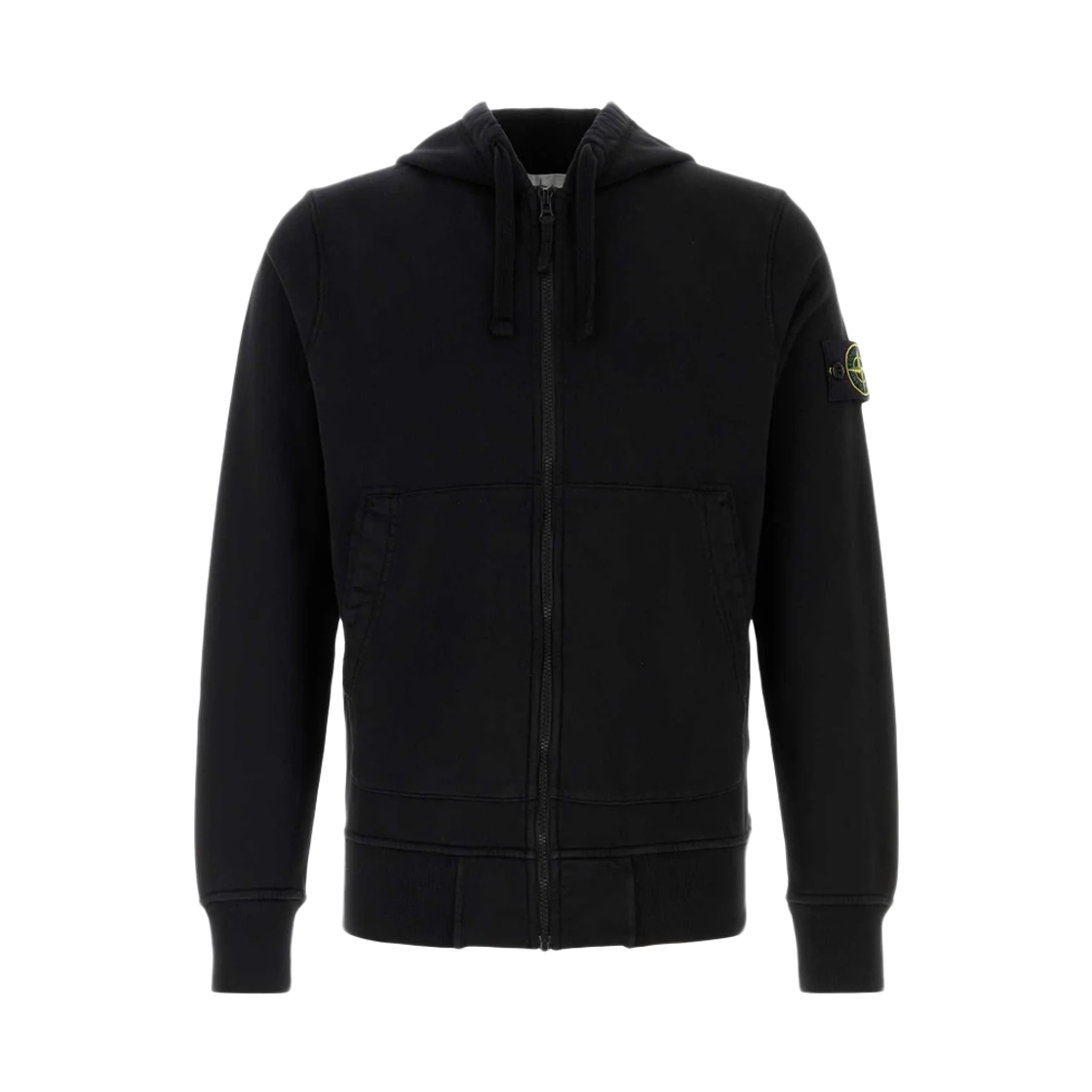 L1S15 6100061 S0051 V0029 [25% 쿠폰] Stone Island 6100061 Organic Cotton Fleece Regular-Fit Zip-Up Hooded Sweatshirt Black - 26SS