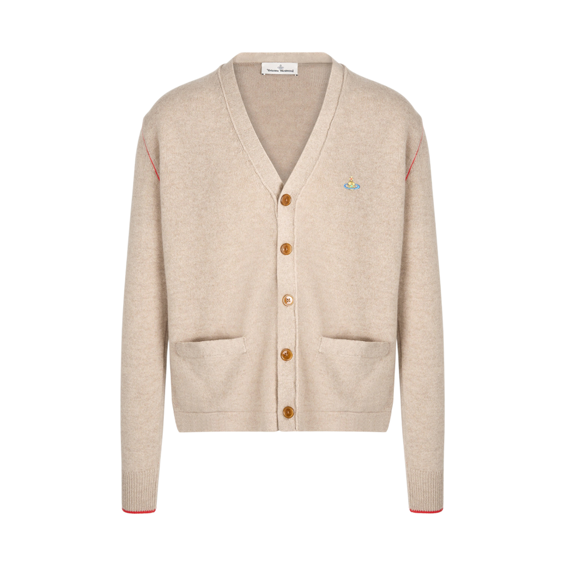 27010014 Y0018 A410 [25% 쿠폰] Vivienne Westwood Alex Merino Wool V-Neck Cardigan Oatmeal - 25FW