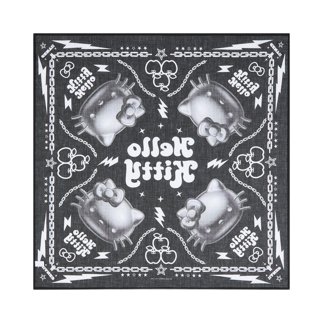 젠티 x 헬로 키티 그래픽 반다나 하프톤 02 블랙(Gentii x Hello Kitty Graphic Bandana Halftone 02 Black) - 2