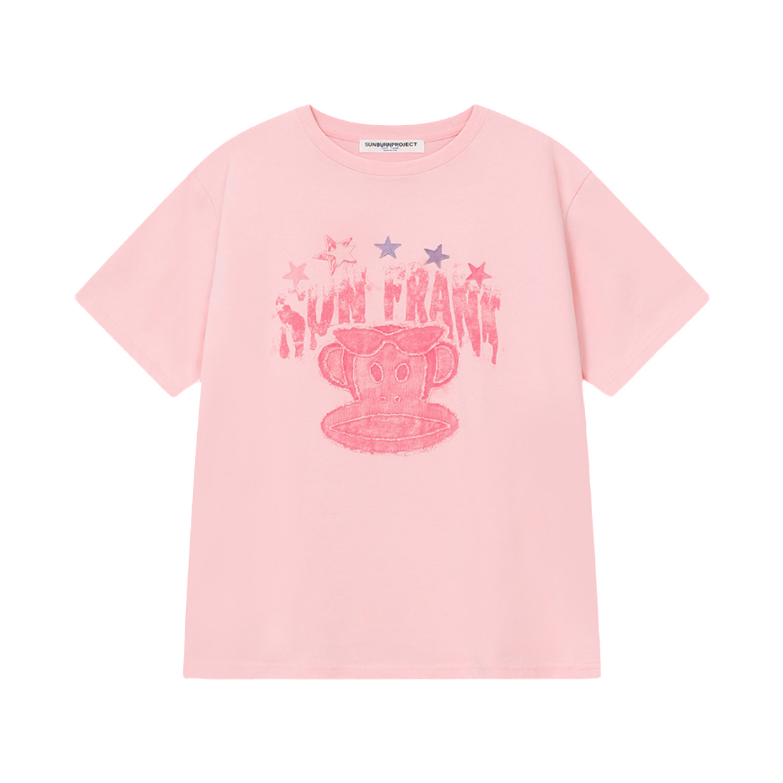 (W) 썬번프로젝트 x 폴 프랭크 오버핏 티셔츠 핑크((W) Sunburnproject x Paul Frank Overfit T-shirt Pink)