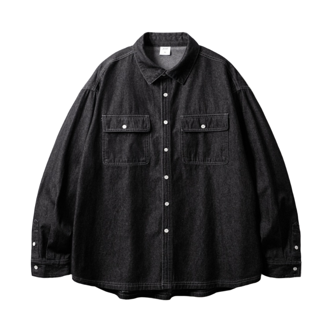 SOLS2583_black_291 JEMUT Wriston Overfit Denim Shirts Black SOLS2583