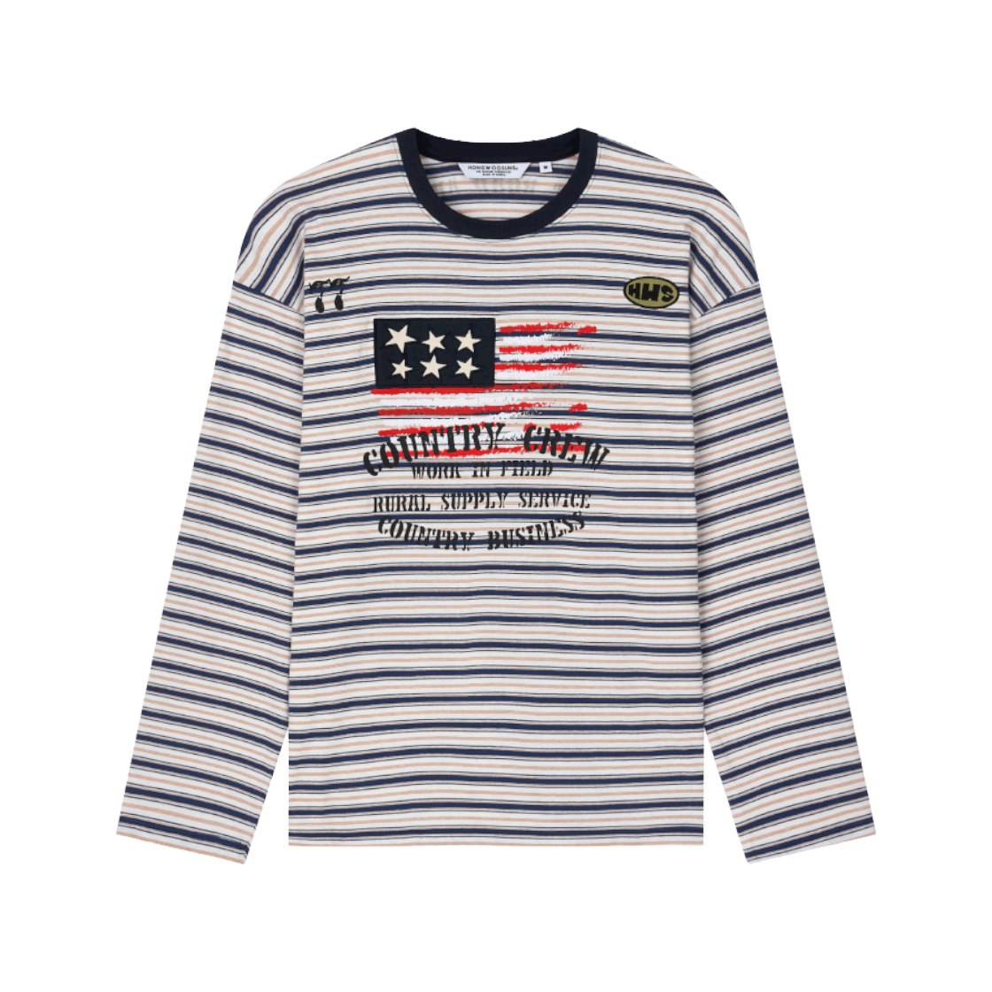 홍우성 워크 스트라이프 롱 슬리브 네이비(Hongwoosung Work Stripe Long Sleeve Navy)