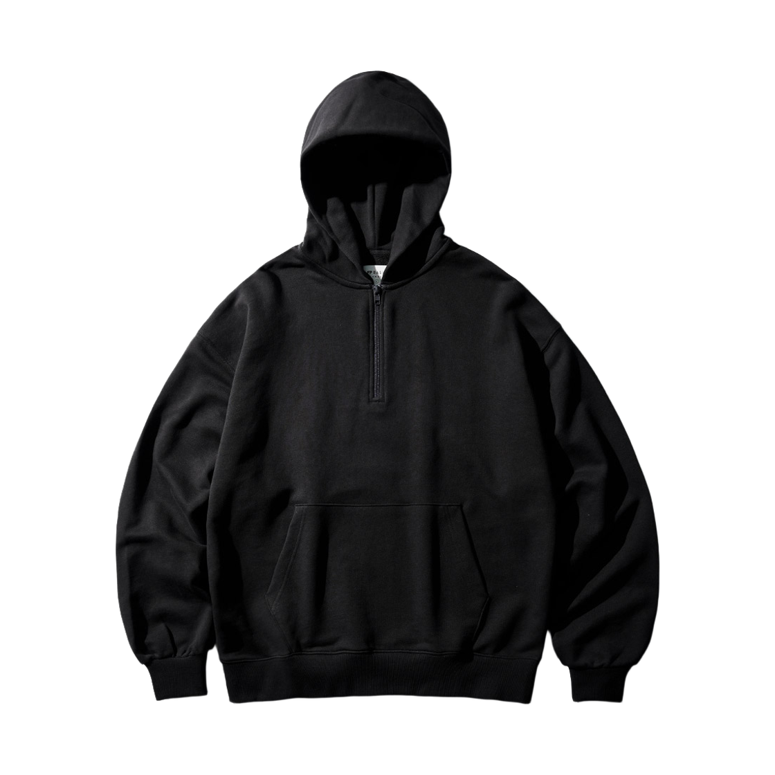 SJHD1427_black_291 FP142 Flow Minimal half zip-up hoodie black SJHD1427