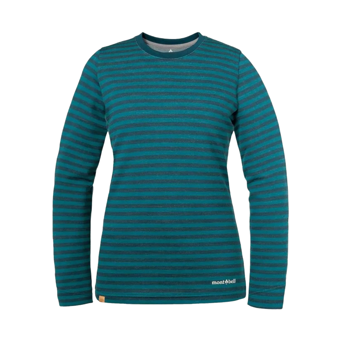 1114442 (W) Montbell Merino Wool Plus Striped Long Sleeve T-Shirt Blue Green