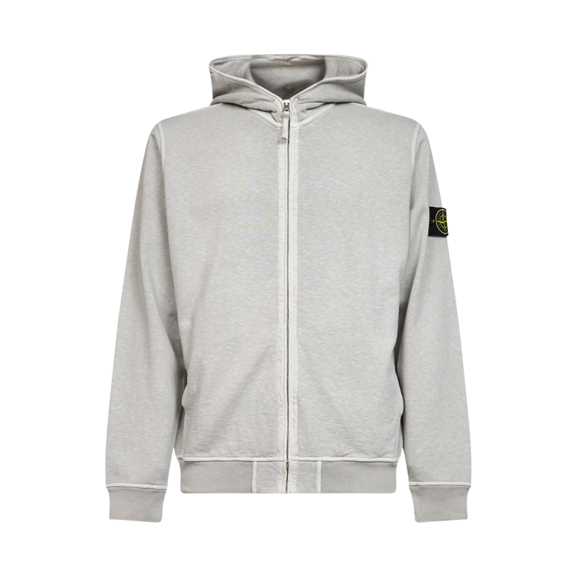 L1S15 6100032 S0060 V0161 [25% 쿠폰] Stone Island 6100032 Malfile Fleece Old Effect Regular-Fit Zip-Up Hooded Sweatshirt with Pockets Pearl Grey - 26SS
