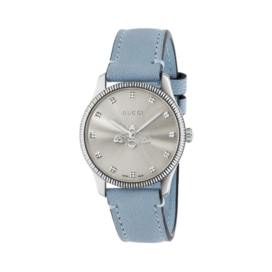 (W) 구찌 G-타임리스 쿼츠 29mm 레더 블루 실버((W) Gucci G-Timeless Quartz 29mm Leather Blue Silver)