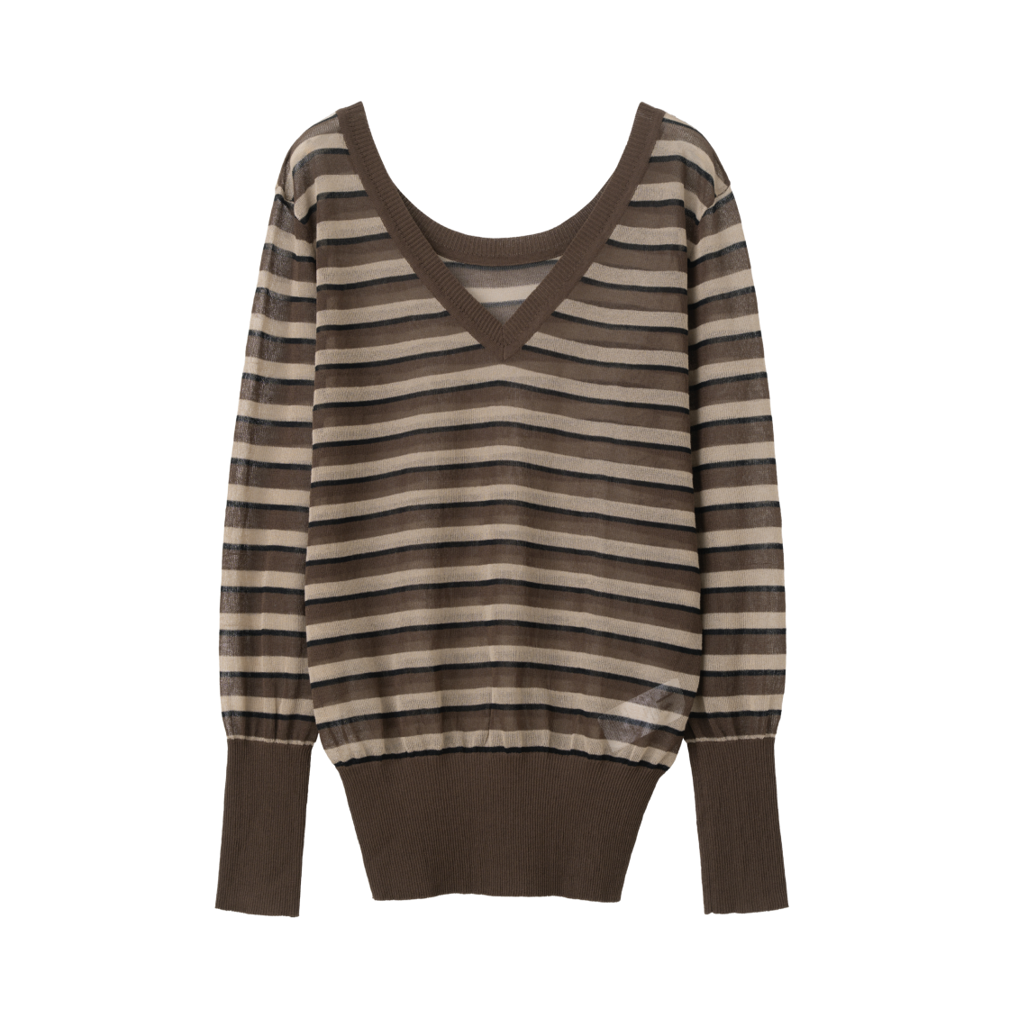MW370BRW MILLO WOMEN Sheer Stripe Knit Brown