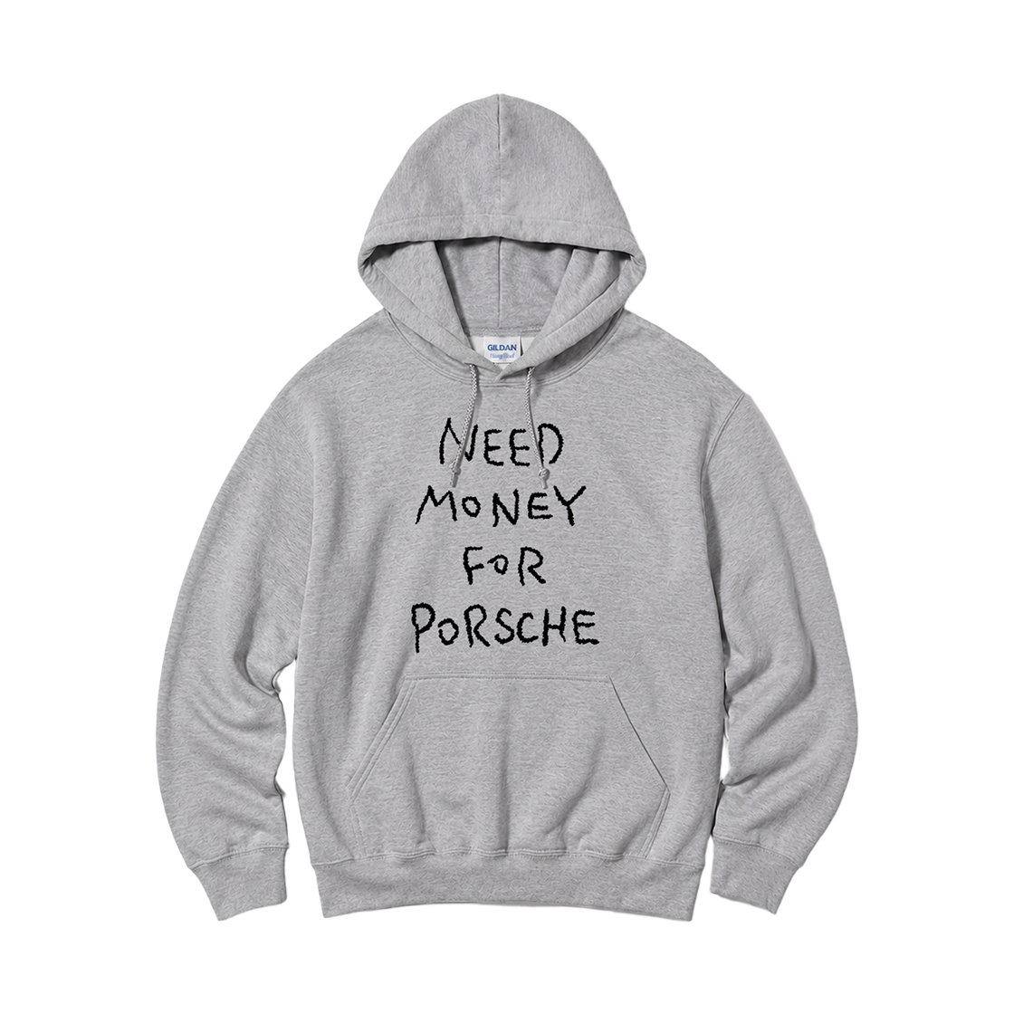 88500_copy Gildan x Vintage Collection NEED MONEY FOR PORSHCE Hooded Sweatshirt Gray