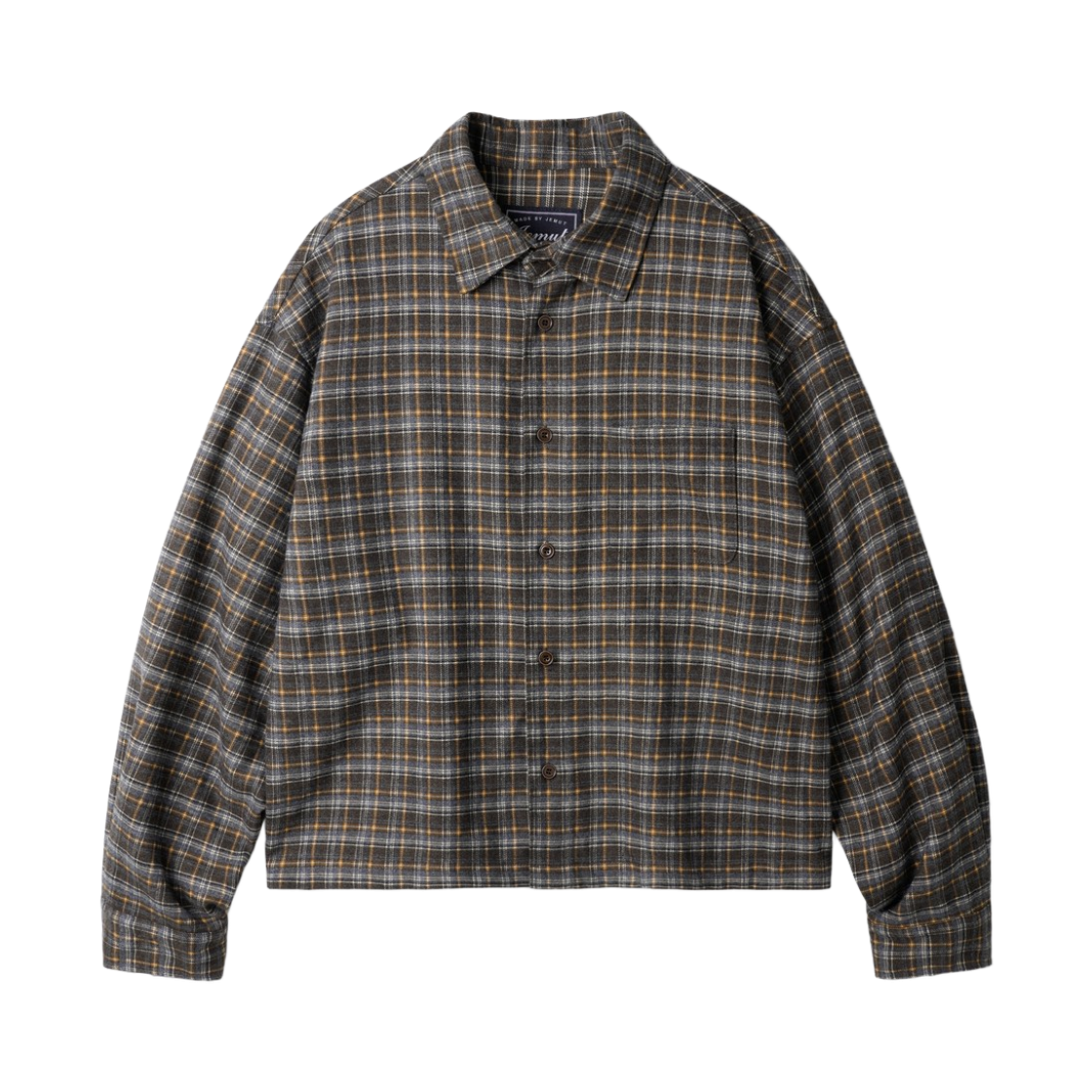 MMLS2676_charcoal_29 JEMUT Vintage Crop Check Shirts Charcoal MMLS2676