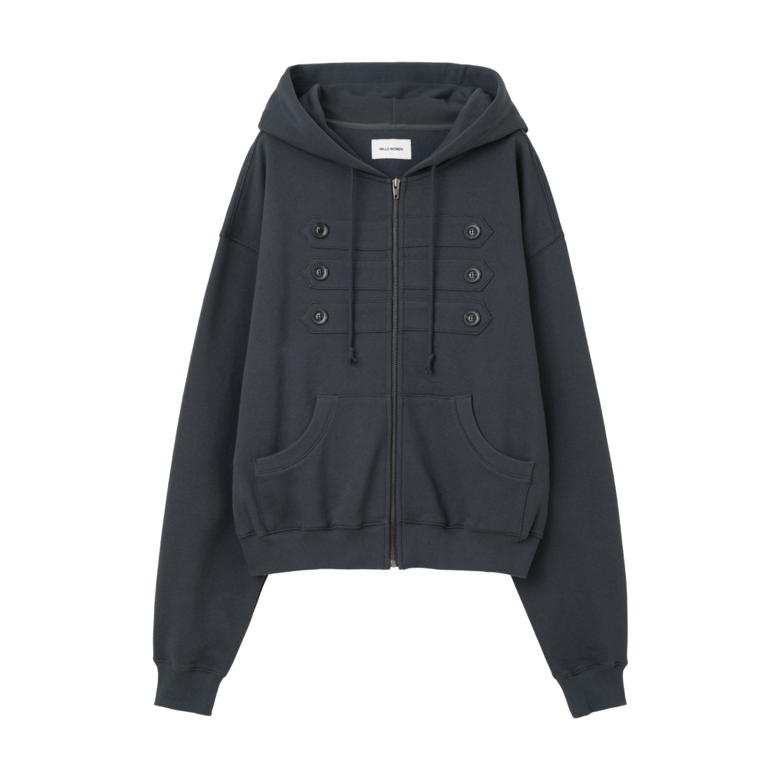 MW361CHA MILLO WOMEN Bijo Sweat Zip-Up Hoodie Charcoal