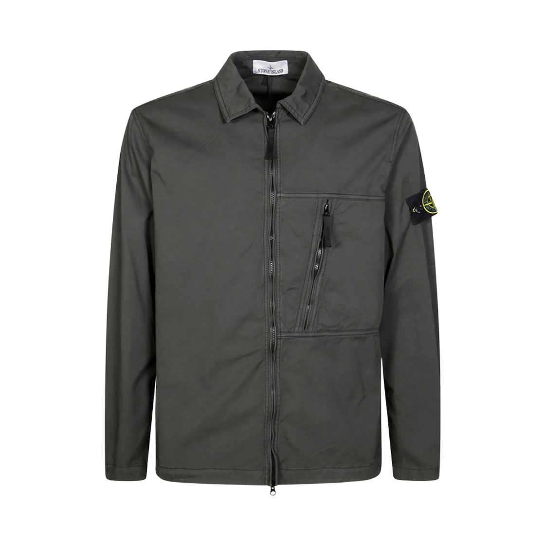 K2S15 1200003 S0010 V0062 [25% 쿠폰] Stone Island 1200003 Supima Cotton Twill Stretch TC Overshirt with Diagonal Zip Chest Pocket and Two Way Zip Lead Grey - 25FW