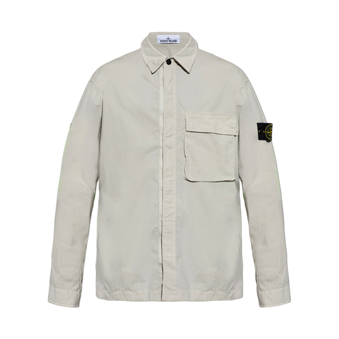 L1S15 1200032 S0003 V0061 [25% 쿠폰] Stone Island 1200032 Stretch Cotton Tela Paracadute Comfort-Fit Overshirt with Snap Fastening Pearl Grey - 26SS