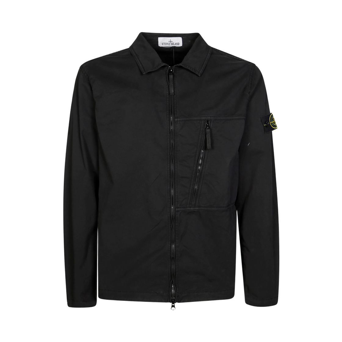 K2S15 1200003 S0010 V0029 [25% 쿠폰] Stone Island 1200003 Supima Cotton Twill Stretch TC Overshirt with Diagonal Zip Chest Pocket and Two Way Zip Black - 25FW