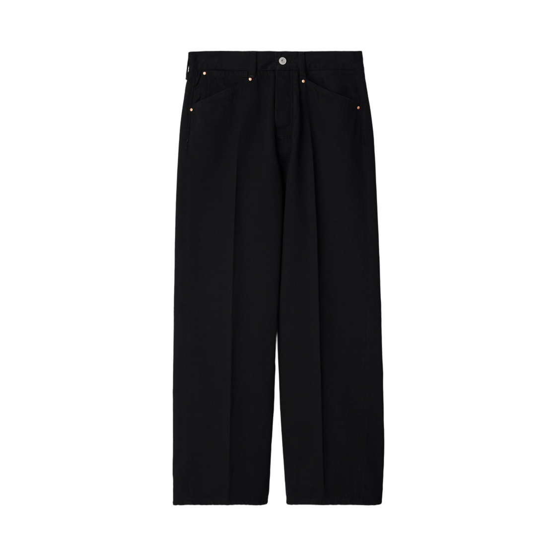 PA1352-LD1075-999 Lemaire Straight Five Pocket Pants in Black Selvedge Denim Black