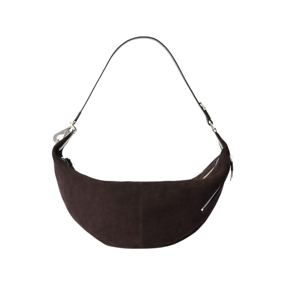 BG0228-LL0125-007 Lemaire Quiver Clip Bag in Suede Leather Ebony Brown
