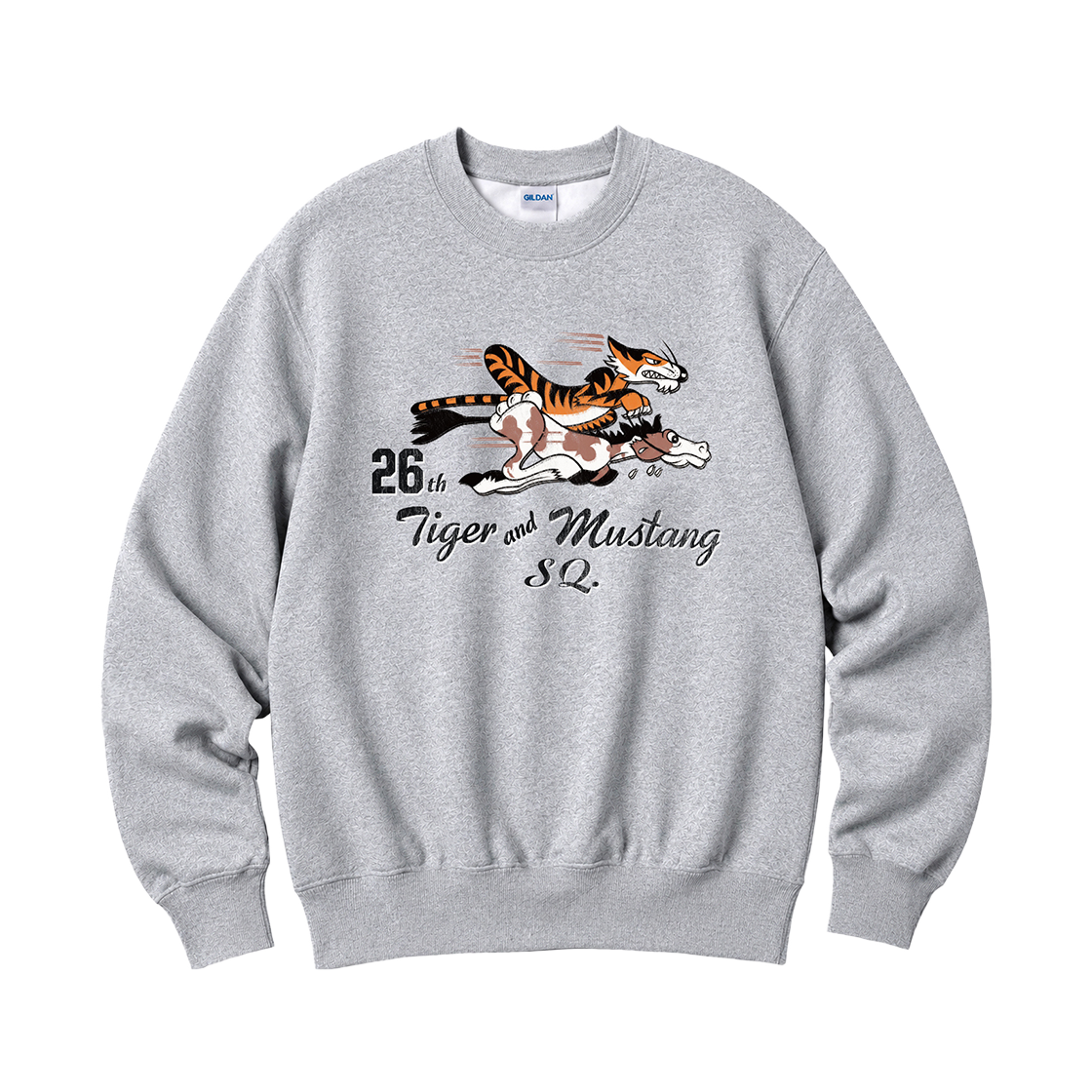 88000_copy Gildan x Vintage Collection TIGER MUSTANG Crewneck Sweat shirt Gray