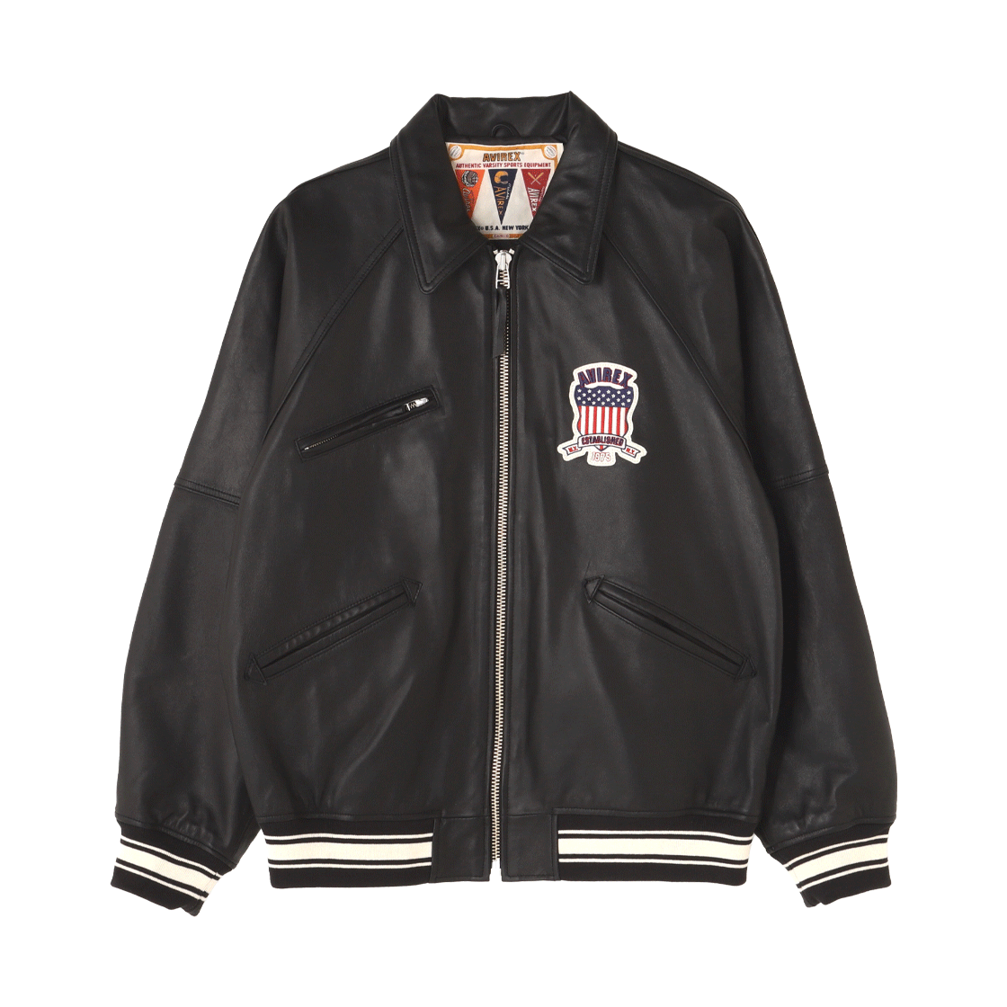 아비렉스 라이트 시그니처 바시티 레더 블랙(Avirex Light Signature Varsity Leather Black) - 2