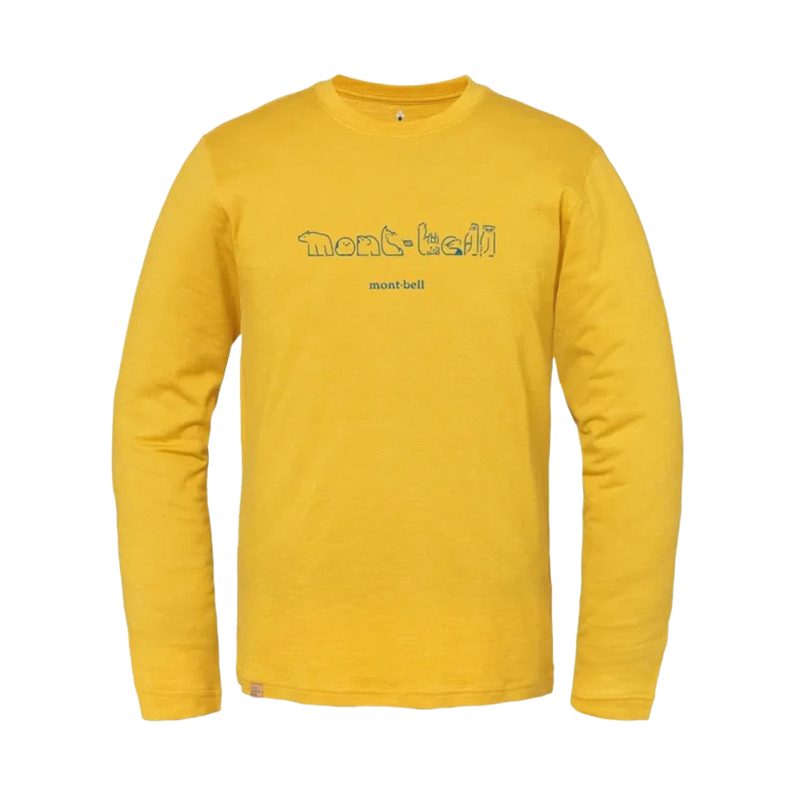 1114617 Montbell Merino Wool Plus Light Northern Animal Logo Long Sleeve T-Shirt Yellow