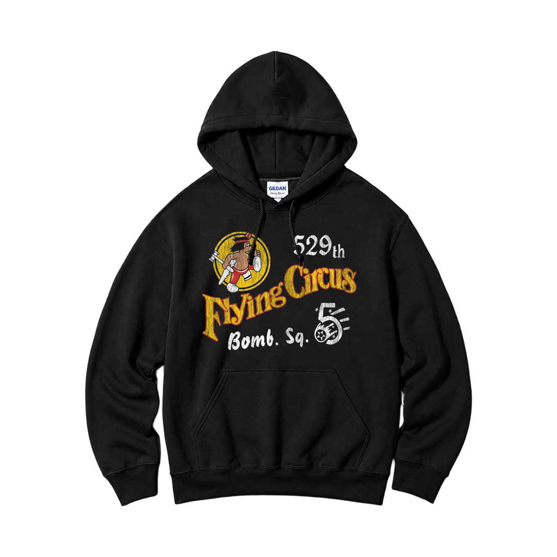 88500_copy Gildan x Vintage Collection FLYING CIRCUS Hooded Sweatshirt Black