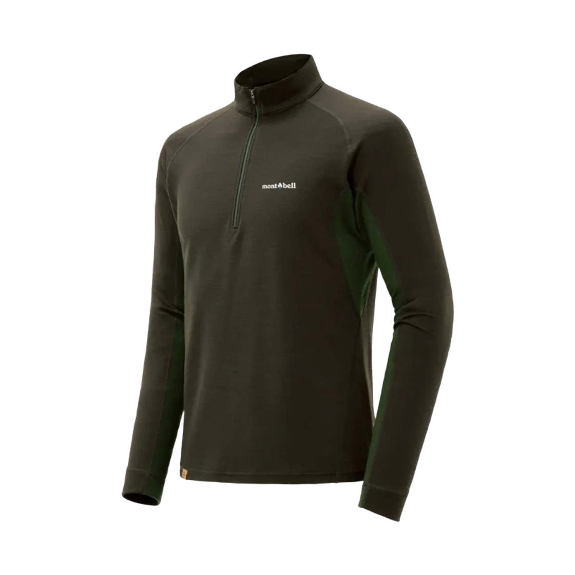 1114439 Montbell Merino Wool Plus Action Zip Neck Black Olive