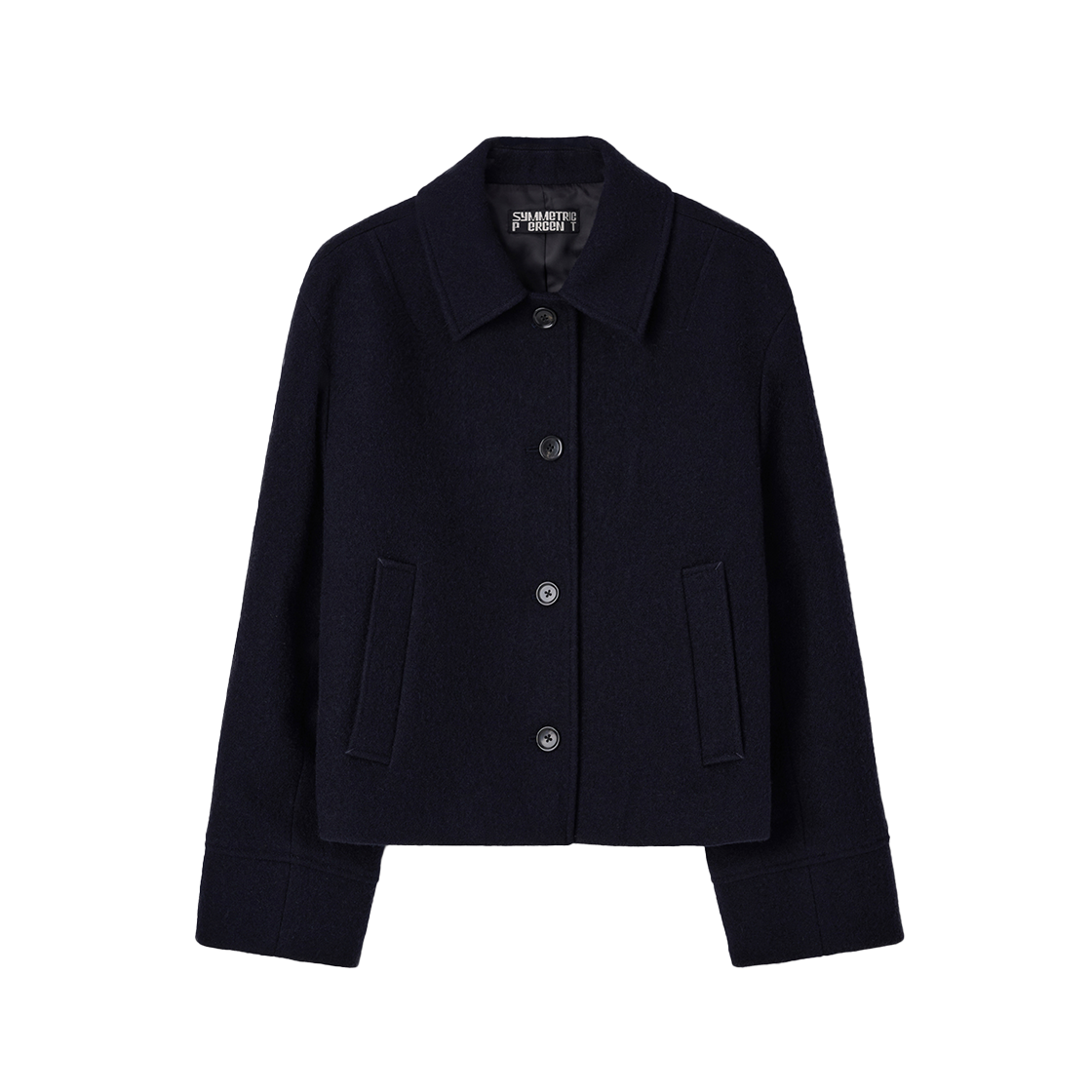 SW2E4CT01NV symmetric percent Minimal Crop Coat / Navy