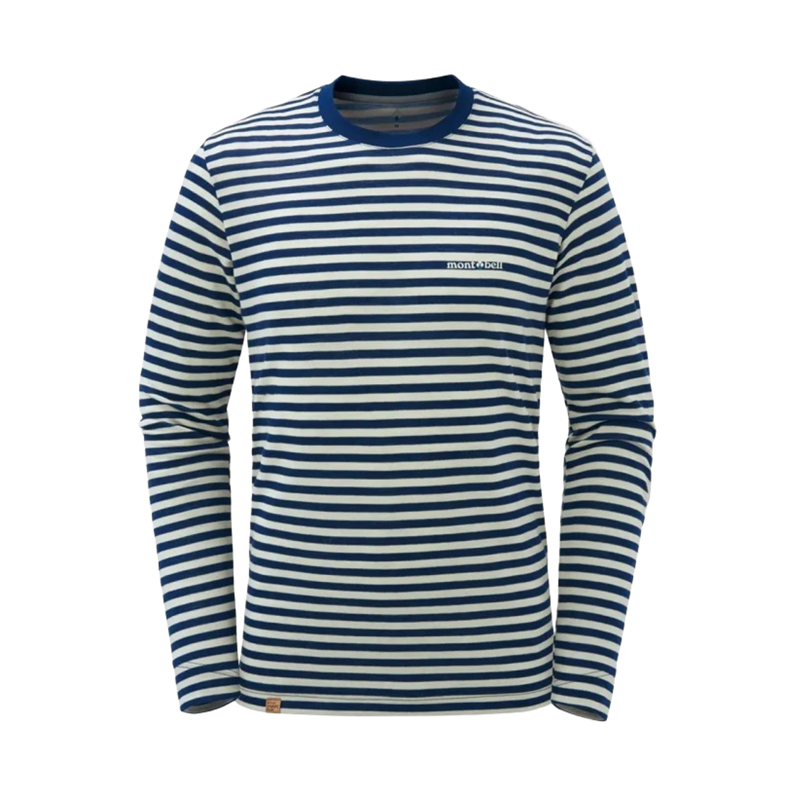 1114441 Montbell Merino Wool Plus Striped Long Sleeve T-Shirt Indigo Off White