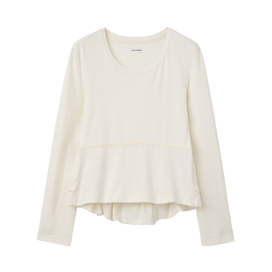 MW373IVR MILLO WOMEN Ruffle Binding T-Shirt Ivory