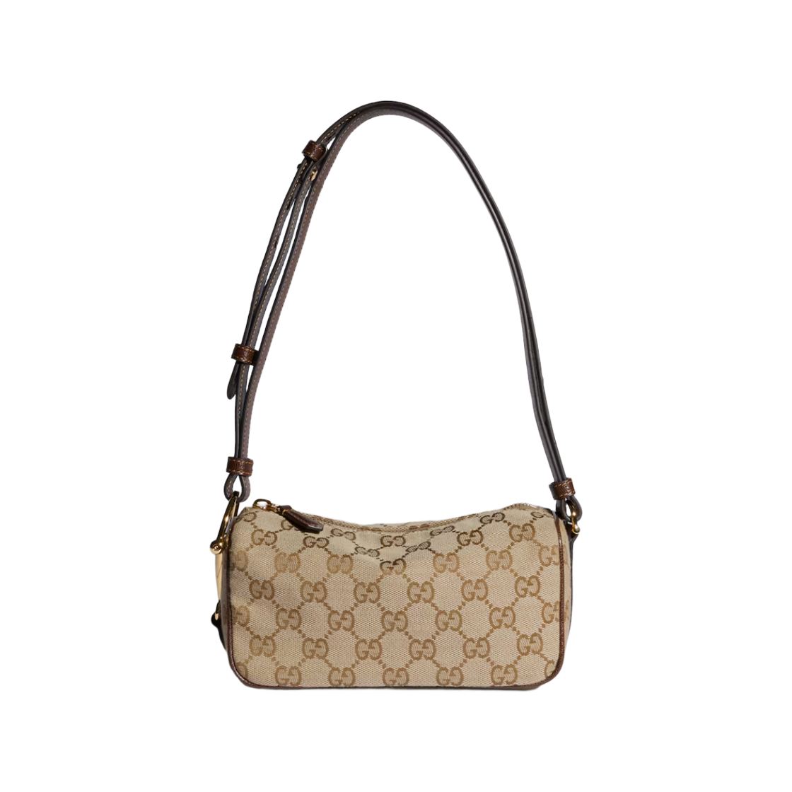 860784-FAFV2-9651 Gucci Half Horsebit GG Canvas Mini Bag Dark Brown