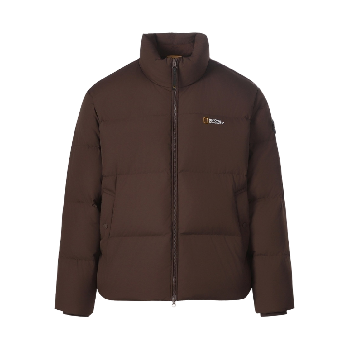 N264UDW921 National Geographic Rayman Stand Neck Duck Down Jumper Chocolate Brown