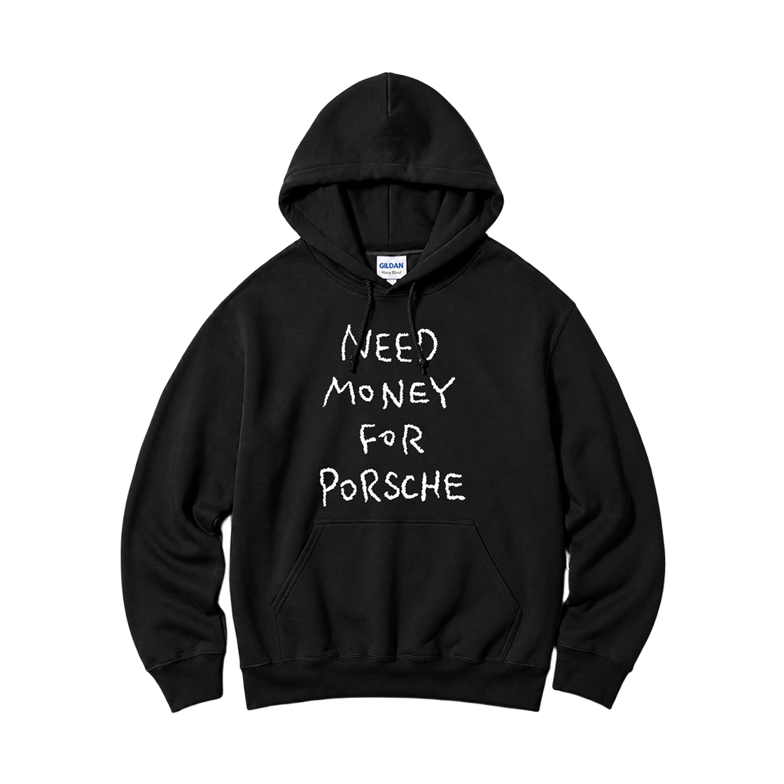 88500_copy Gildan x Vintage Collection NEED MONEY FOR PORSHCE Hooded Sweatshirt Black