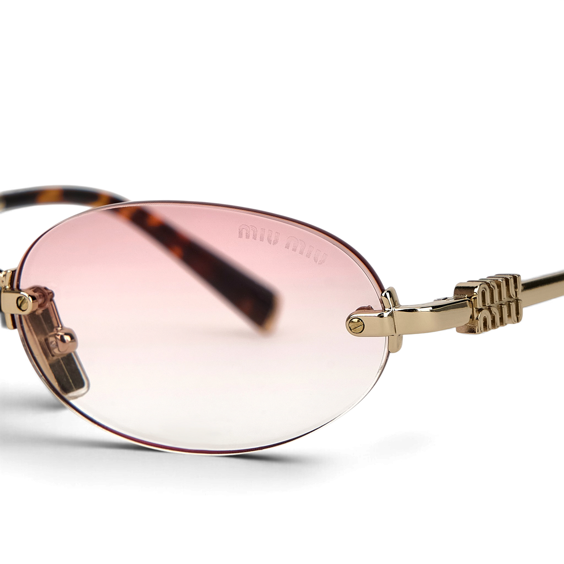 (W) 미우 미우 로고 선글라스 핑크 그라데이션 렌즈((W) Miu Miu Logo Sunglasses Pink Gradient Lenses) - 4